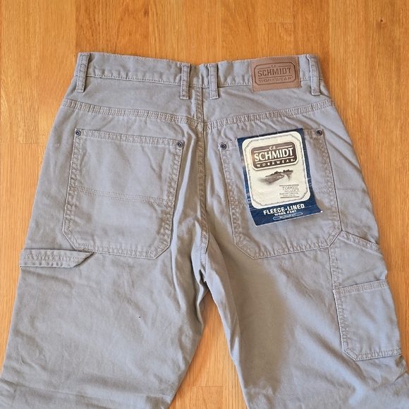 Men's Schmidt Fleece Lined Workwear Tan Khaki Relaxed Fit Pants 30x32 - Picture 3 of 11